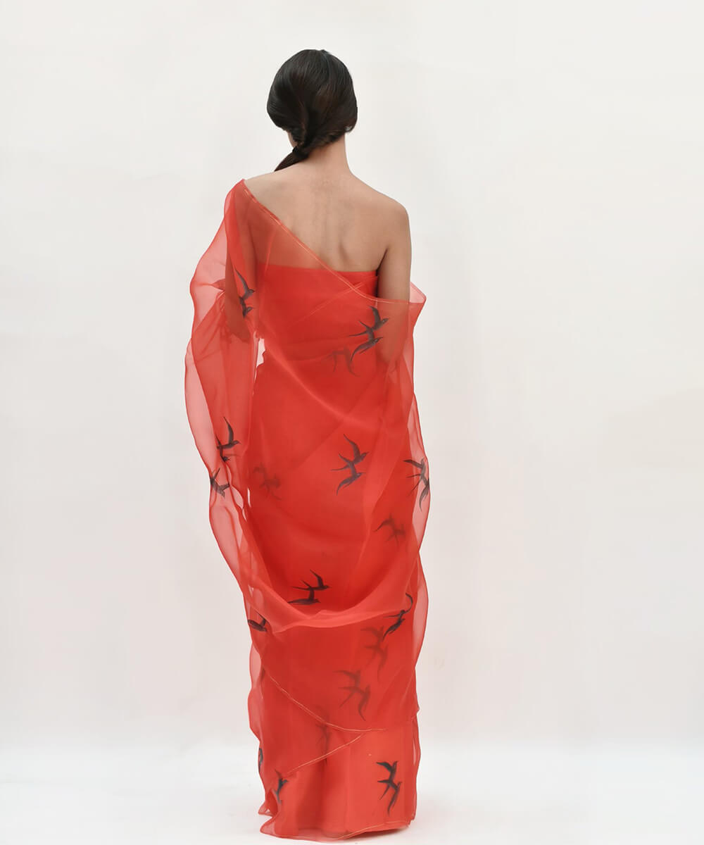 Silhouette sky red saree image 3