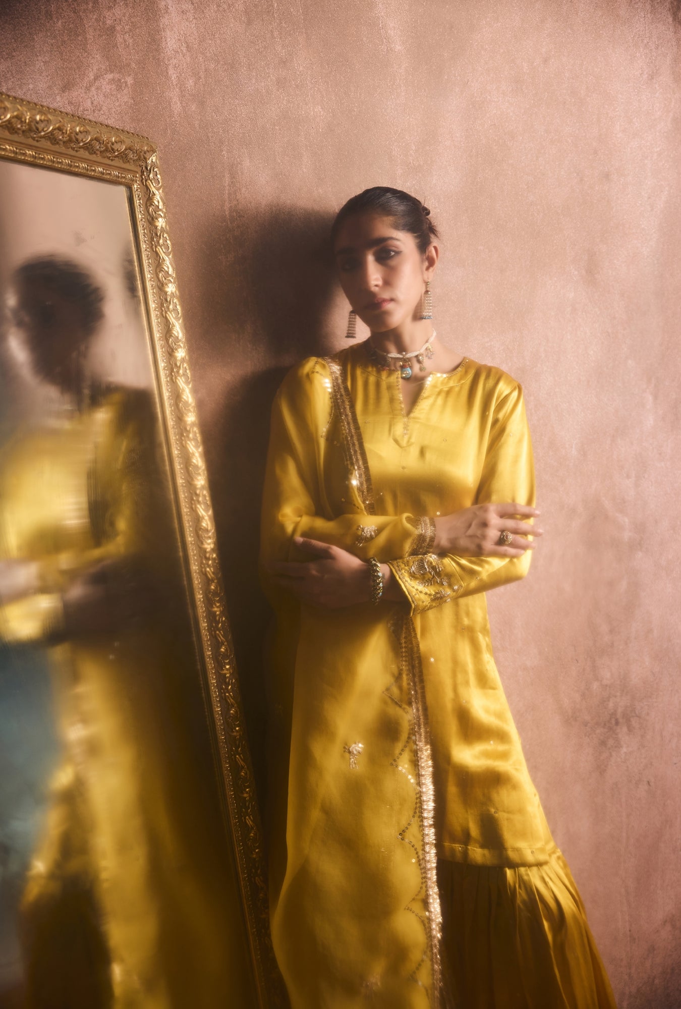 Mustard Heritage Heirloom Sharara Set