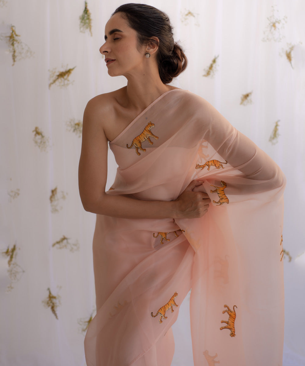 wild calm rose pink saree image