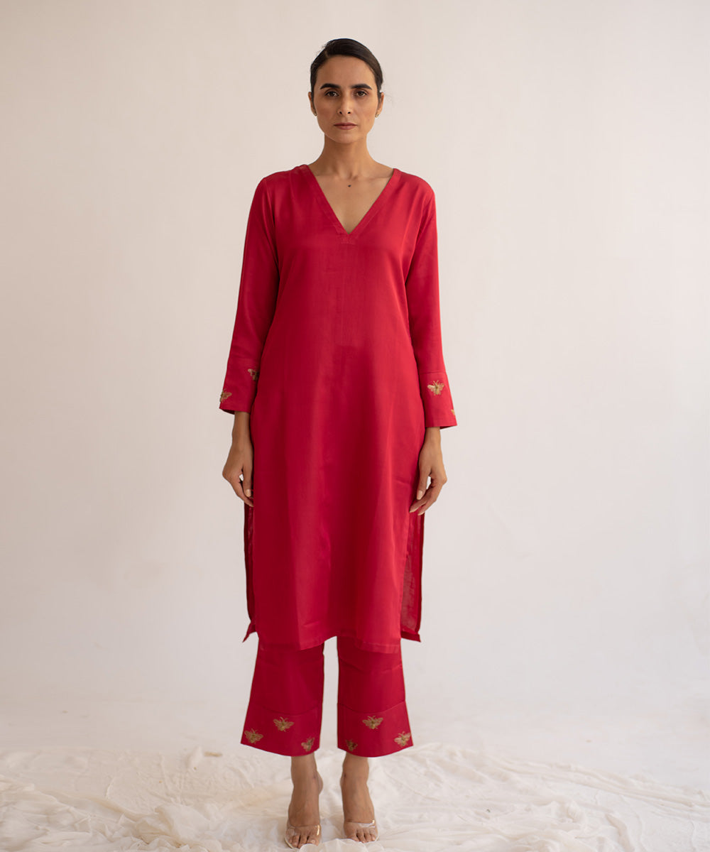 erle red kurta product images 1