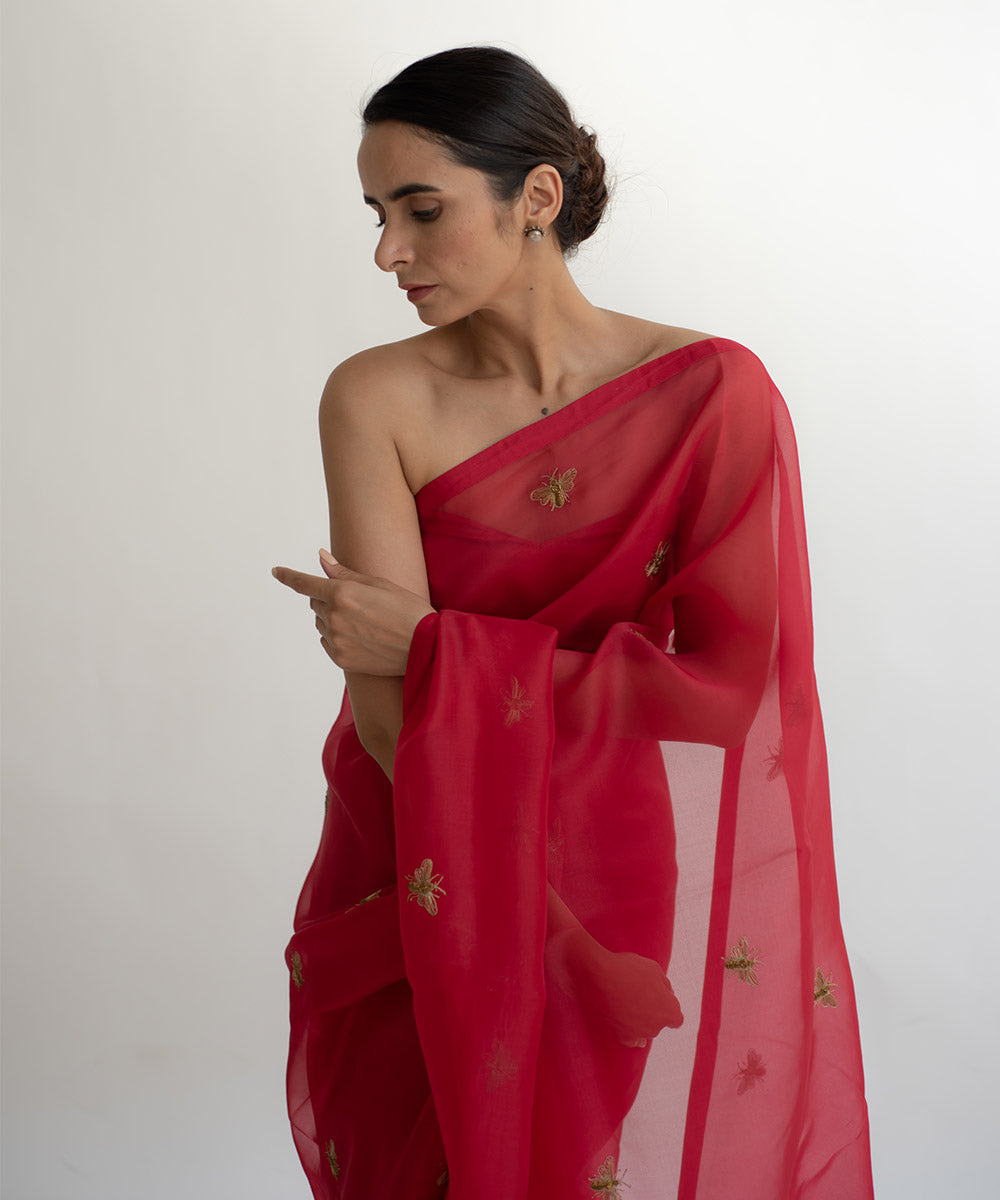 erle red saree products image 1