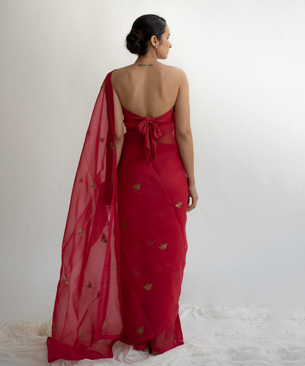 erle red saree products image 3