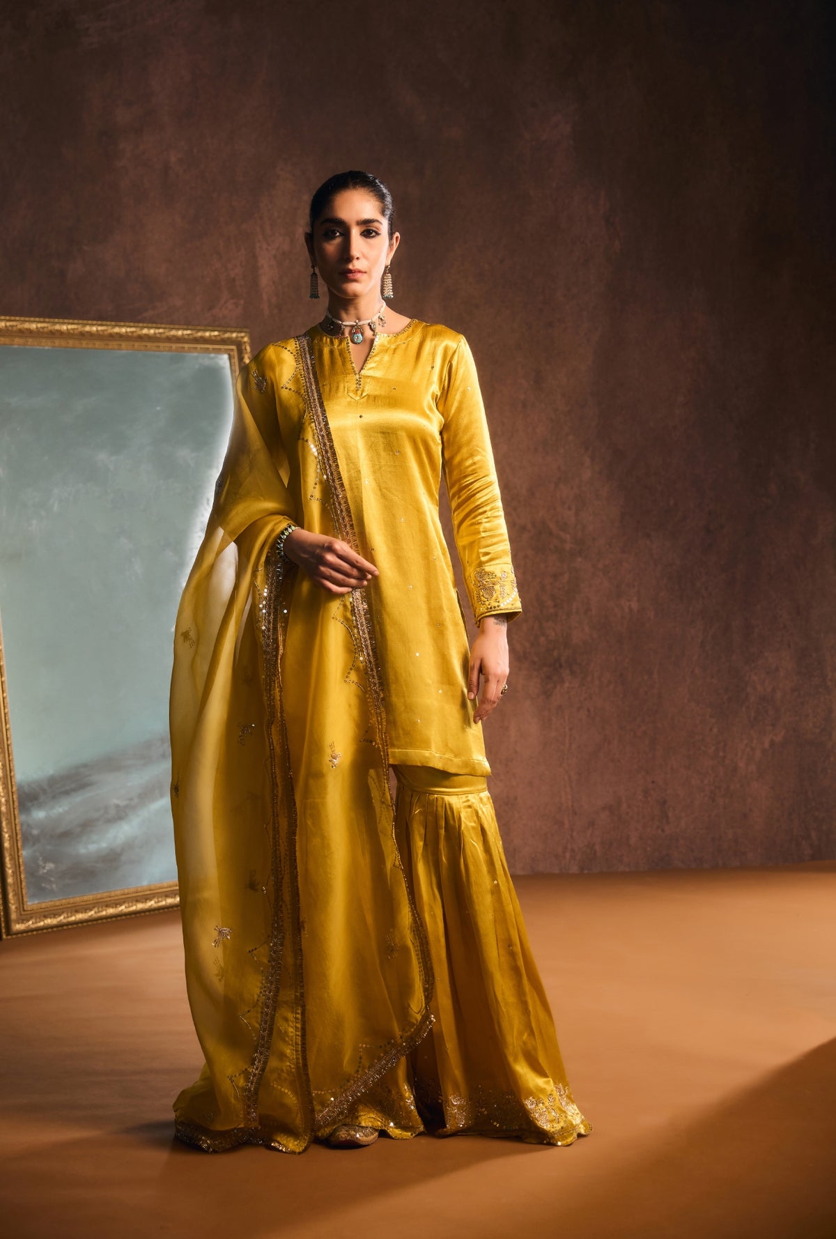 Mustard Heritage Heirloom Sharara Set