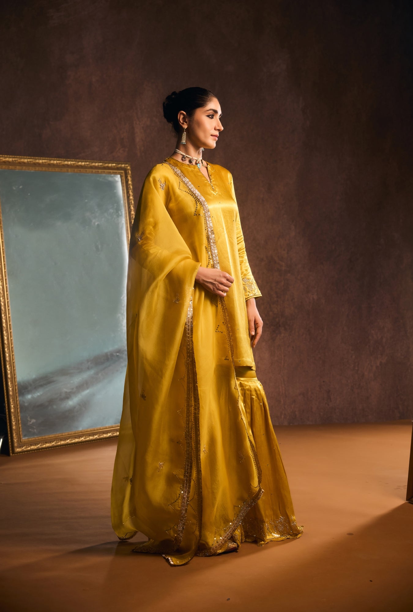 Mustard Heritage Heirloom Sharara Set
