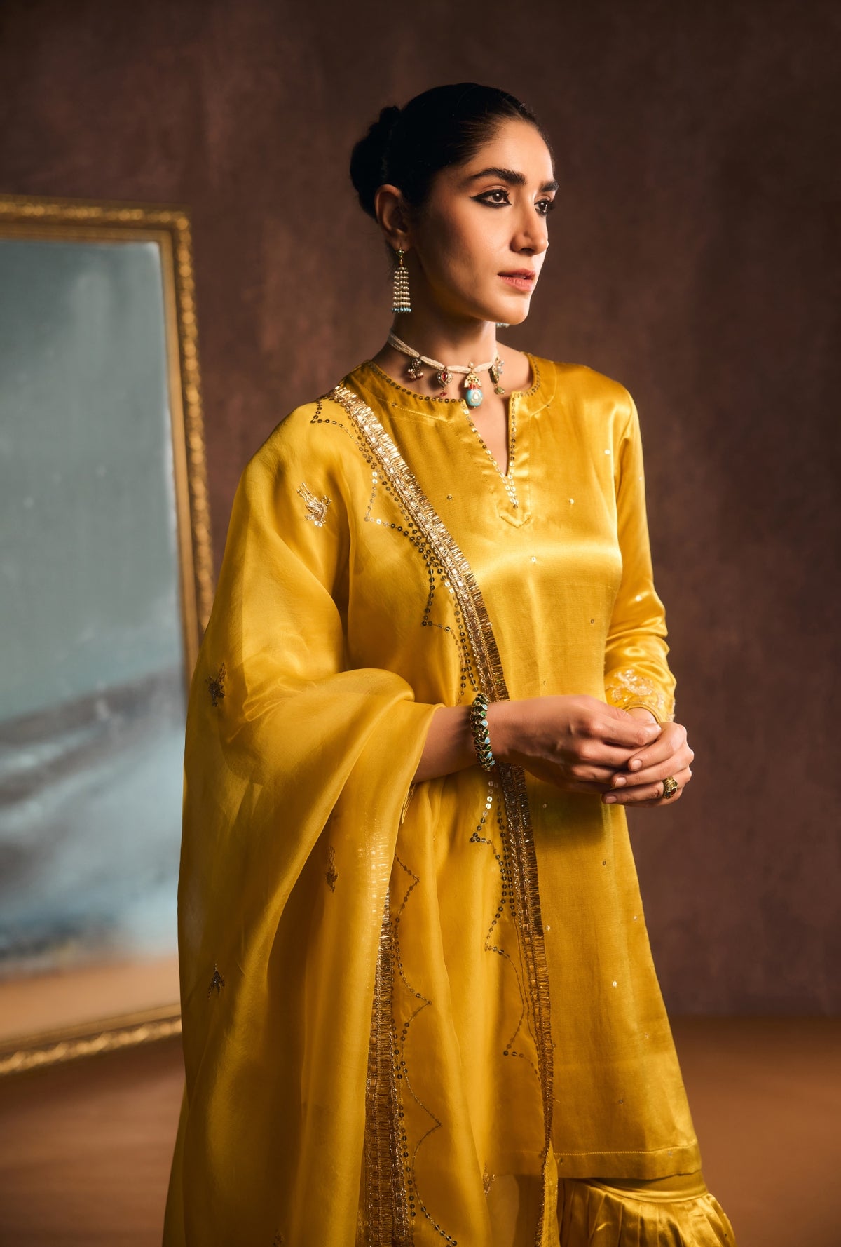 Mustard Heritage Heirloom Sharara Set