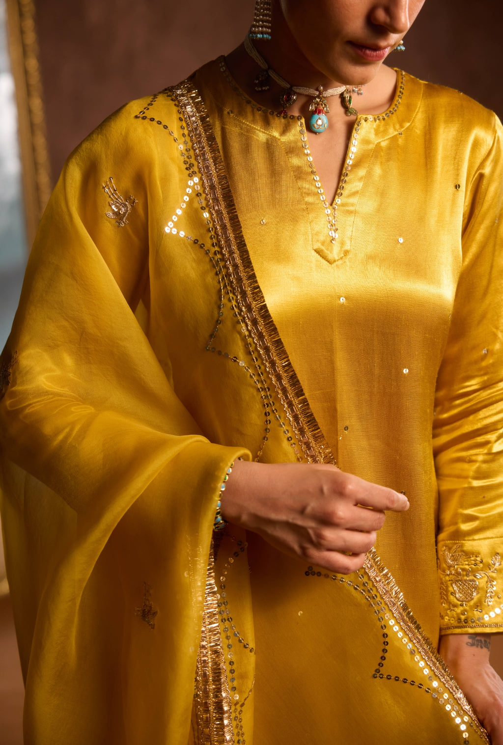 Mustard Heritage Heirloom Sharara Set