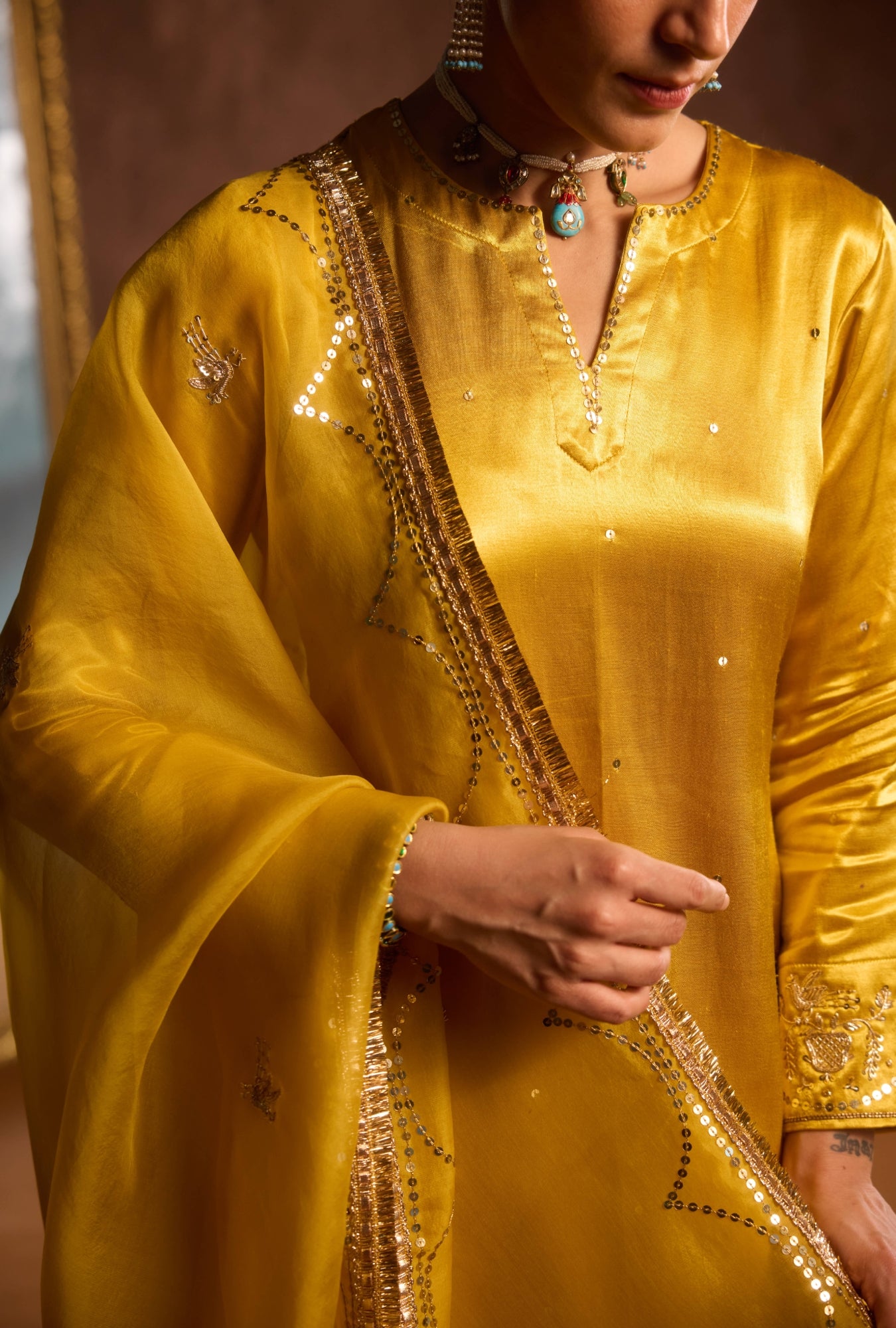 Mustard Heritage Heirloom Sharara Set